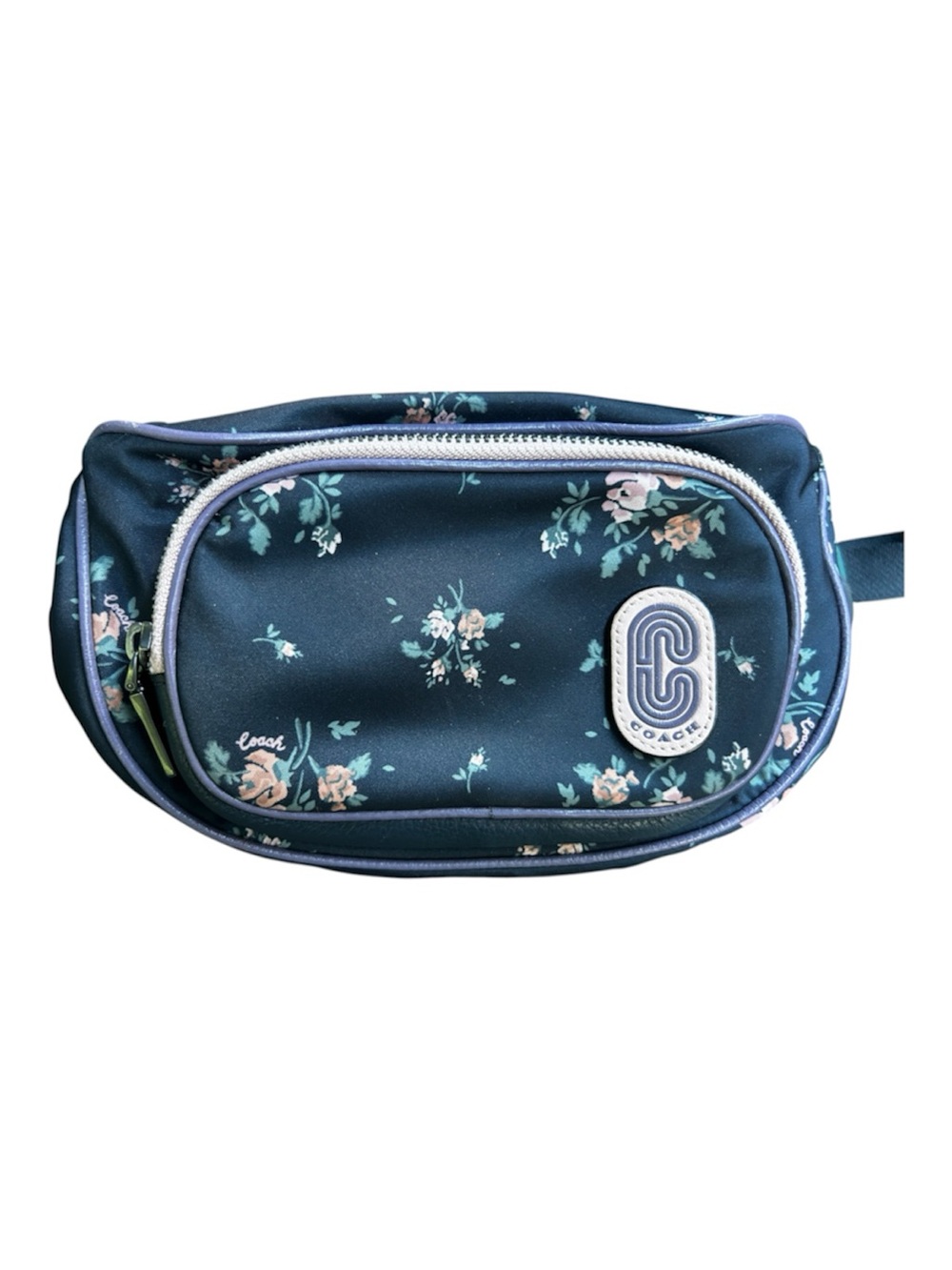 Coach Court Nylon Floral Belt Bag Midnight Multi Navy Crossbody Fanny Pack